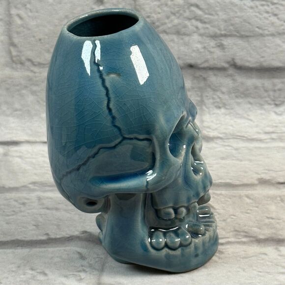 Munktiki Imports Mutant Skull Tiki Mug Blue Glaze 6.5" Tall BRAND NEW - Picture 3 of 7